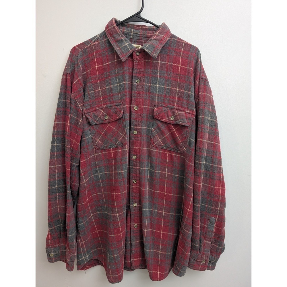 A9 C.E Schmidt Heavy Flannel Work‎ Shirt Red Navy Multi Plaid Men's XXLT